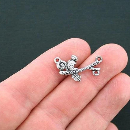 8 Squirrel Connector Antique Silver Tone Charms - SC553