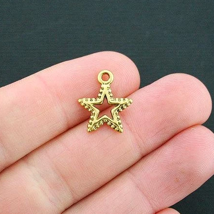 8 Star Antique Gold Tone Charms - GC081
