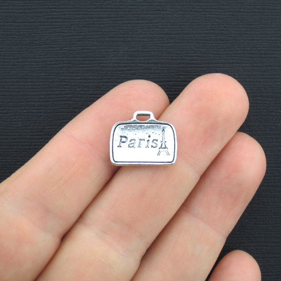 8 Suitcase Antique Silver Tone Charms - SC2795
