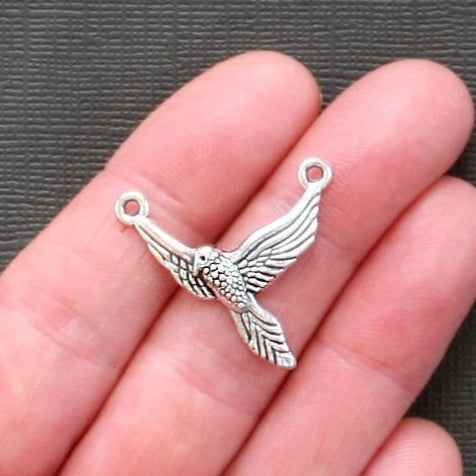 8 Swallow Connector Antique Silver Tone Charms - SC1517