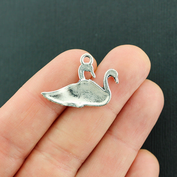 8 Swan Antique Silver Tone Charms - SC1548