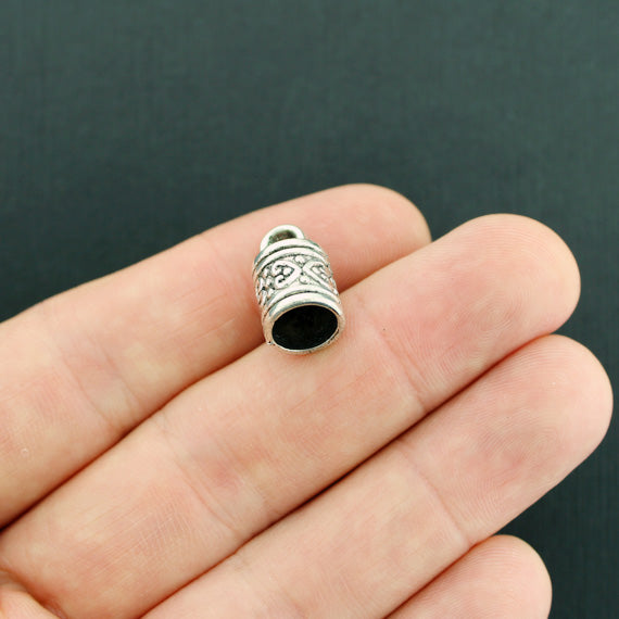 8 Tassel Bead Cap Ton Argent Antique 3D 16mm x 10mm - SC7740