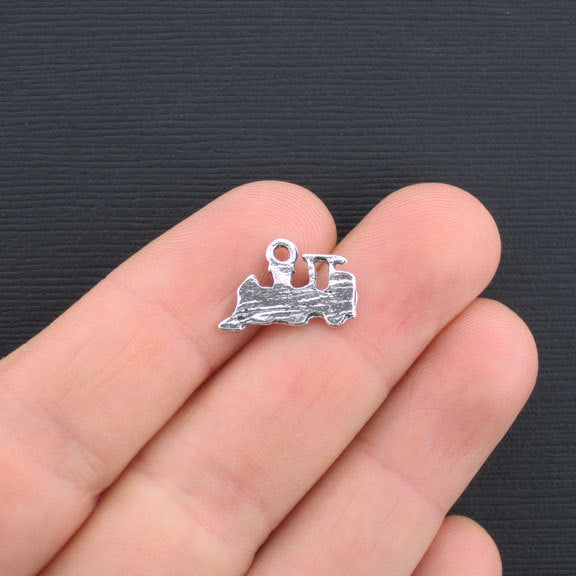 8 Train Antique Silver Tone Charms - SC1507