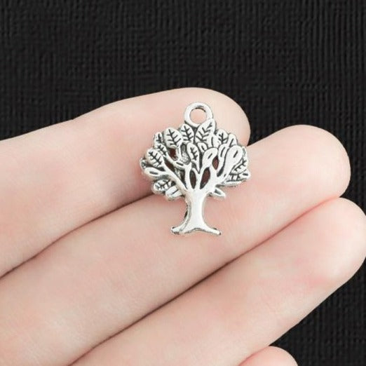 8 Tree Antique Silver Tone Charms - SC528