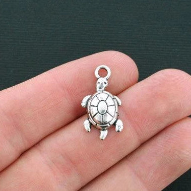 8 Turtle Antique Silver Tone Charms 3D - SC1261