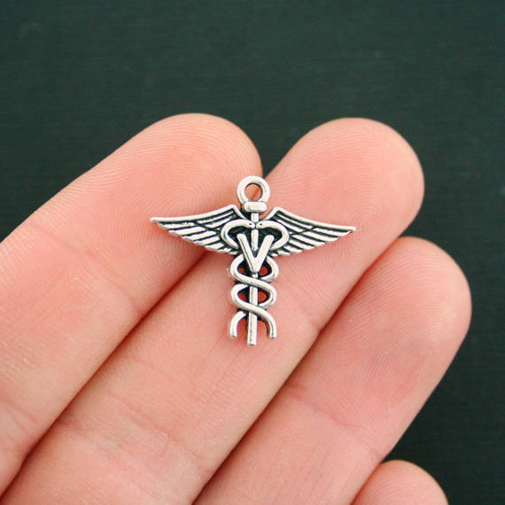 8 Veterinarian Antique Silver Tone Charms 2 Sided - SC7487