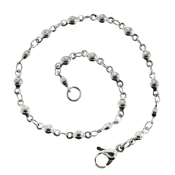 Stainless Steel Round Link Chain Bracelet 8" - 5mm - 5 Bracelets - N545