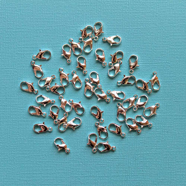 Silver Tone Lobster Clasps 11.5mm x 7mm - 50 Clasps - FF237