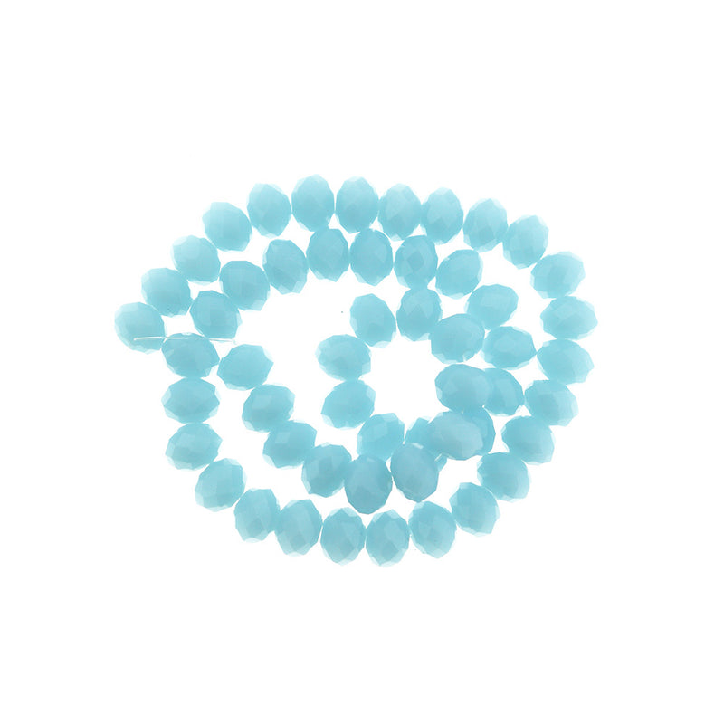 Faceted Glass Beads 8mm x 6mm - Baby Blue - 1 Strand 71 Beads - BD1996