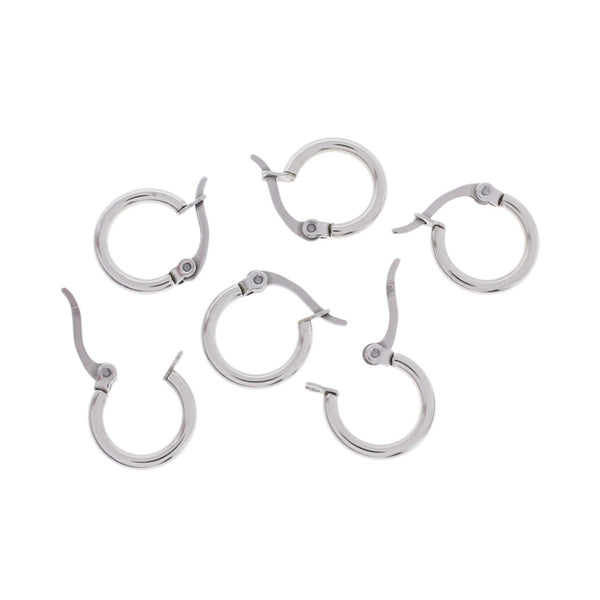 Hoop Earrings - Stainless Steel - Lever Back 14mm - 10 Pieces 5 Pairs - FD598