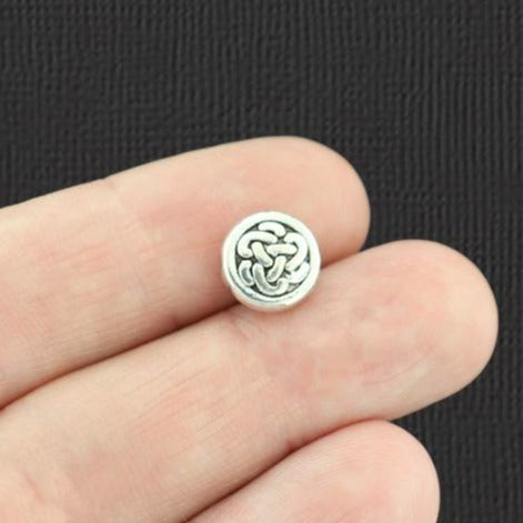 Celtic Knot Spacer Beads 10mm x 3.9mm - Antique Silver Tone - 15 Beads - SC3386
