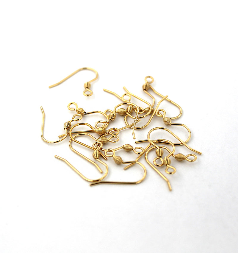 Gold Tone Stainless Steel Earrings - French Style Hooks - 16mm x 13mm - 10 Pieces 5 Pairs - FD722
