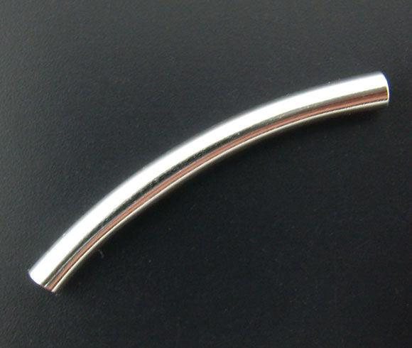 Curved Spacer Beads 3mm x 30mm - Silver Tone - 100 Beads - FD216