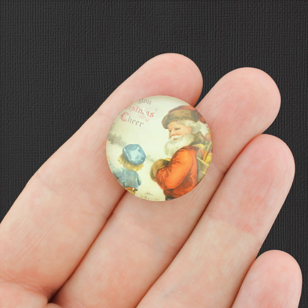 9 Sceaux cabochon dôme en verre de Noël 25 mm Assortiment - E790