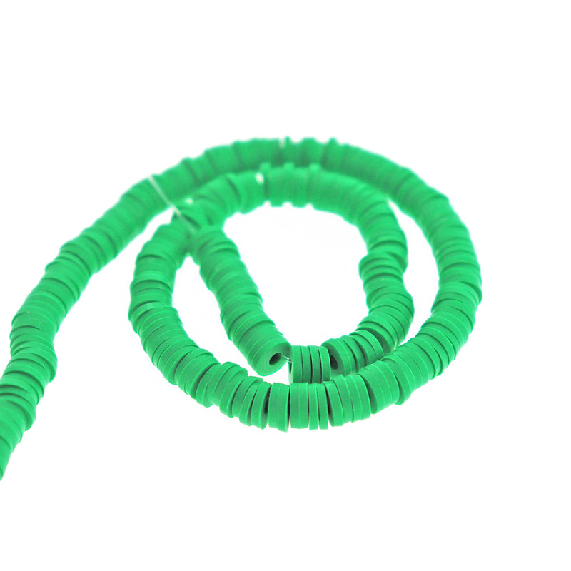 Heishi Polymer Clay Beads 6mm x 1mm - Neon Green - 1 Strand 320 Beads - BD2636