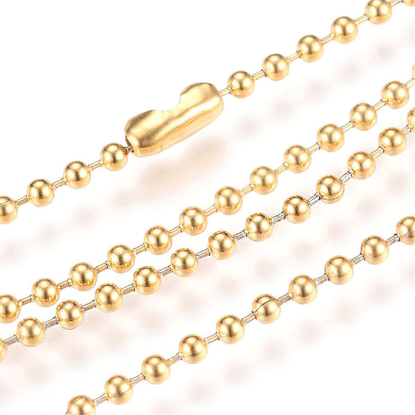 Gold Stainless Steel Ball Chain Necklace 30" - 3mm - 1 Necklace - N402