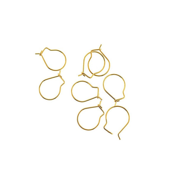 Gold Tone Stainless Steel Earrings - Kidney Style Hooks - 18mm x 13mm - 4 Pieces 2 Pairs - FD890