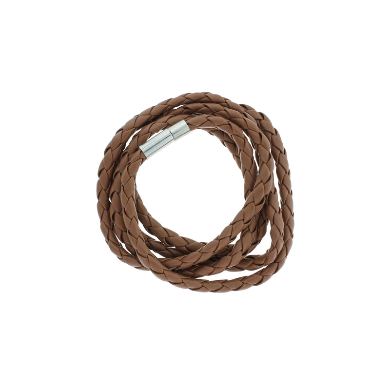 Light Brown Faux Leather Wrap Bracelet 40.1" - 4mm - 1 Bracelet - N788