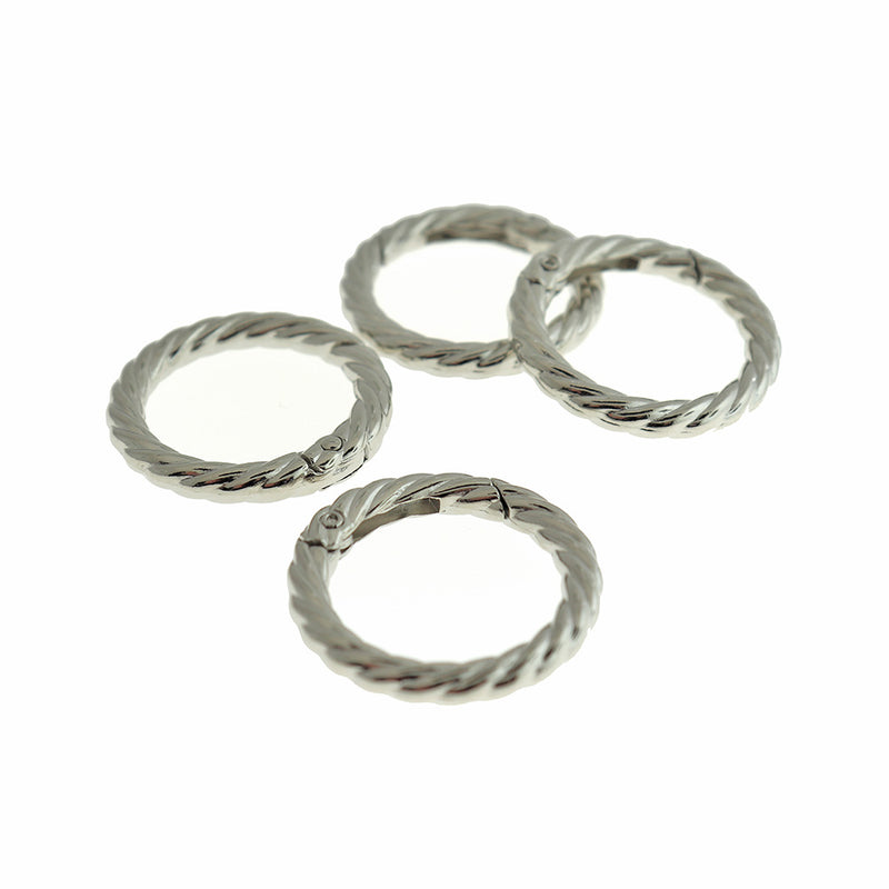 Silver Tone Spring Gate Clasps 35.5mm x 5mm - 4 Clasps - FD1071