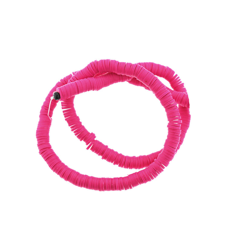 Heishi Polymer Clay Beads 6mm x 1mm - Dark Pink - 1 Strand 380 Beads - BD2351