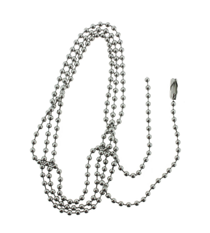 Stainless Steel Ball Chain Necklaces 28" - 2.5mm - 5 Necklaces - N574