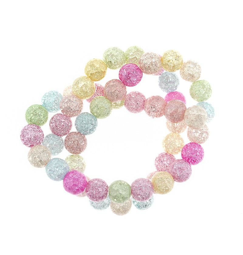 Round Crackle Quartz Beads 4mm -12mm - Choose Your Size - Pastel Candy Colors - 1 Full 15.5" Strand - BD1845