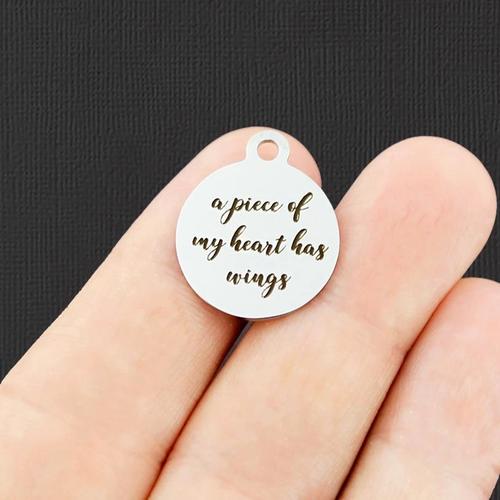A piece Stainless Steel Charms - of my heart has wings - BFS001-4590