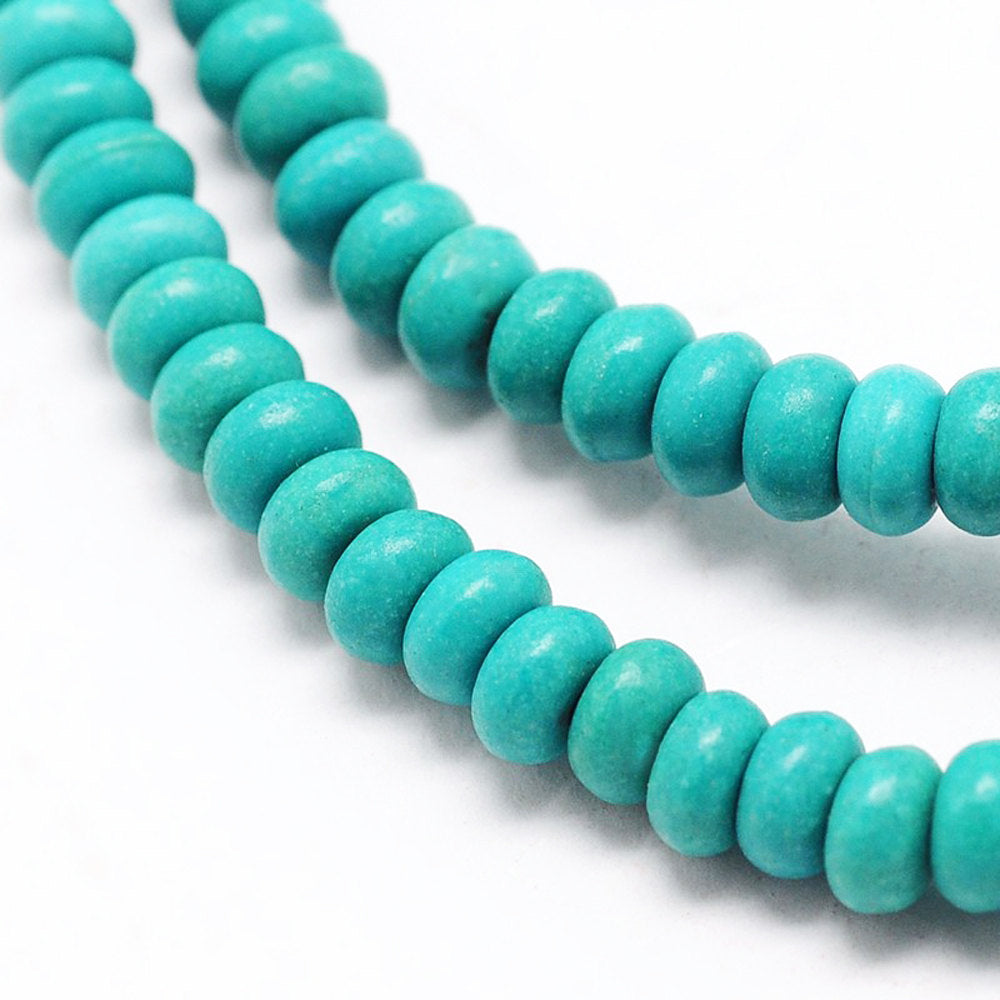 Abacus Howlite Perles 4mm x 6mm - Turquoise - 1 Rang 95 Perles - BD1004