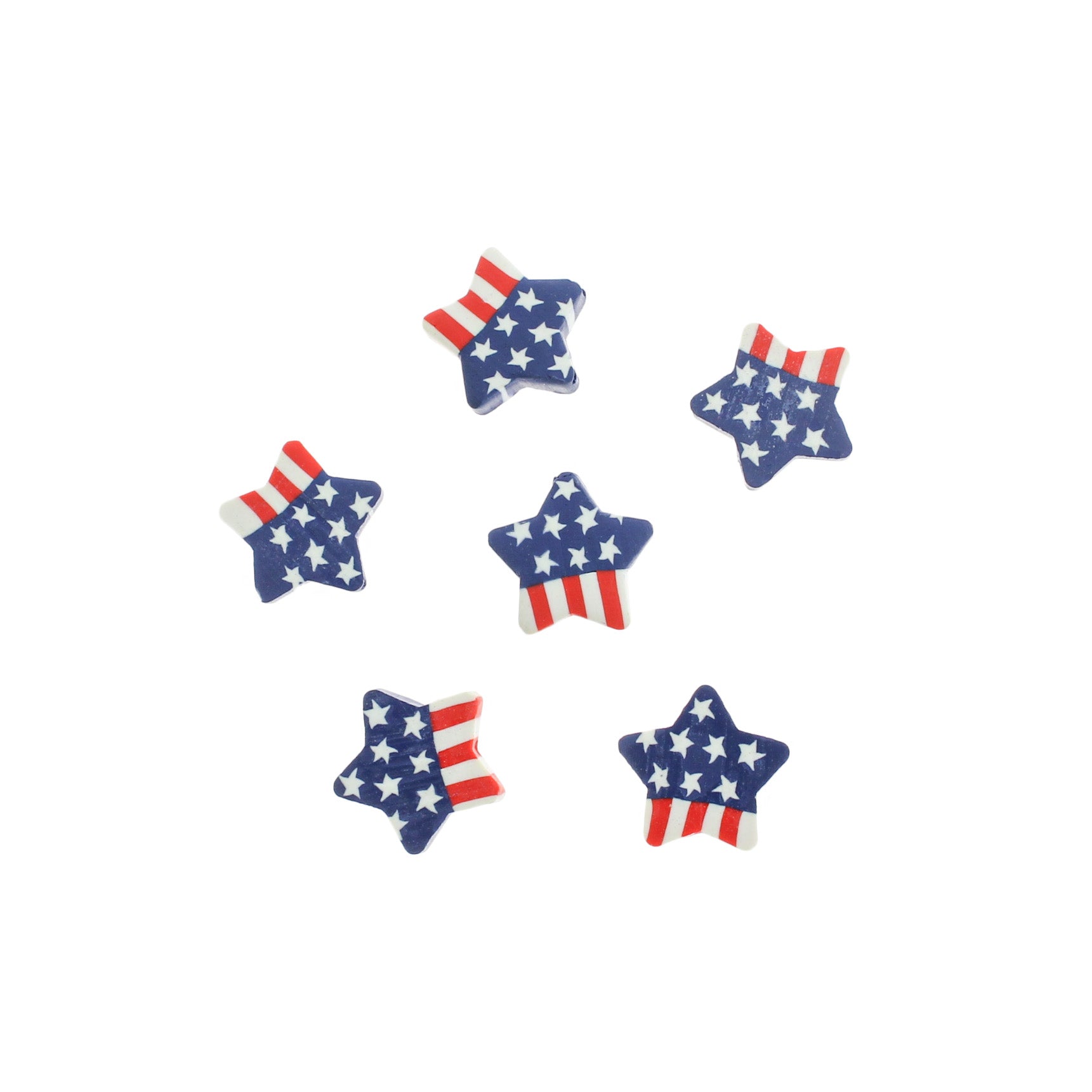 American Flag Polymer Clay Star Beads 17mm x 4mm - 50 Beads - BD1441