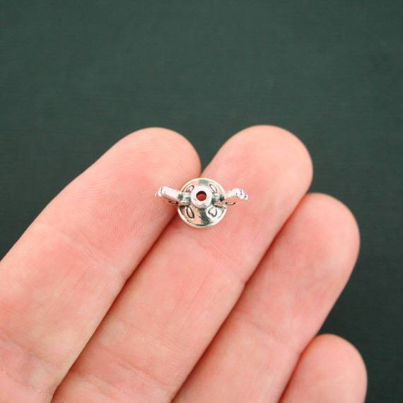 Angel Wing Antique Silver Tone Bead Caps - 7mm x 15mm - 8 Pieces - SC6387