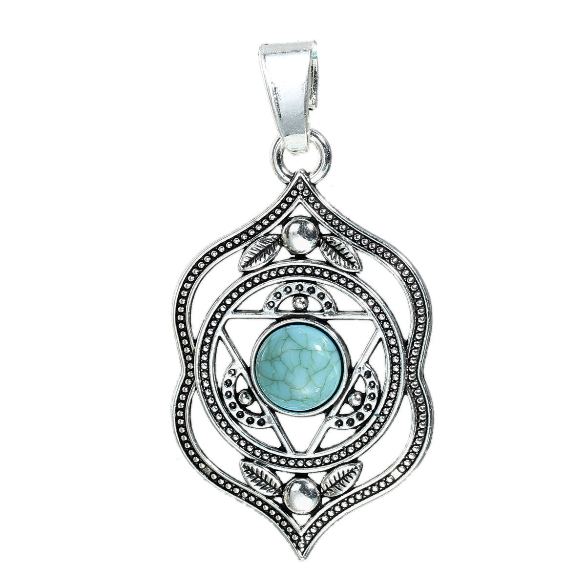 Anja Chakra Antique Silver Tone Charm with Imitation Turquoise - SC5724