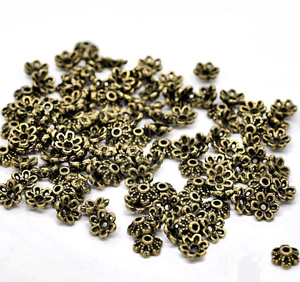 Antique Bronze Tone Bead Caps - 6mm x 2.8mm - 50 Pieces - BC361