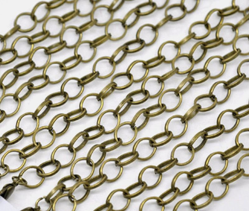 Antique Bronze Tone Cable Chain Bracelet 8" - 4.3mm - 6 Bracelets - N062