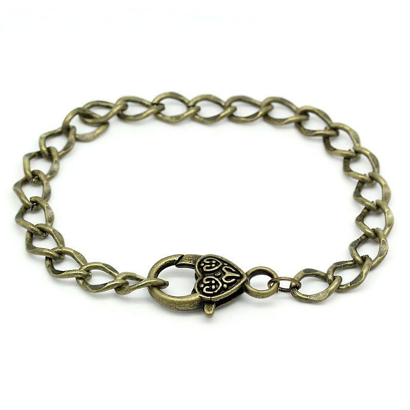 Antique Bronze Tone Curb Chain Bracelet 8" - 7.5mm - Choose Your Quantity!