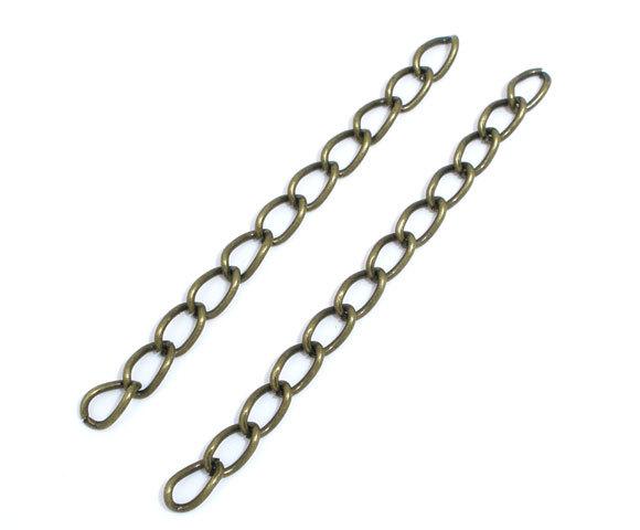 Antique Bronze Tone Extender Chains - 50mm x 3.7mm - 10 Pieces - FD073