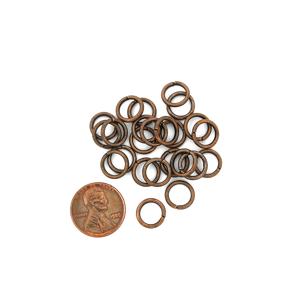 Antique Copper Tone Jump Rings 10mm x 1.5mm - Open 15 Gauge - 200 Rings - J183