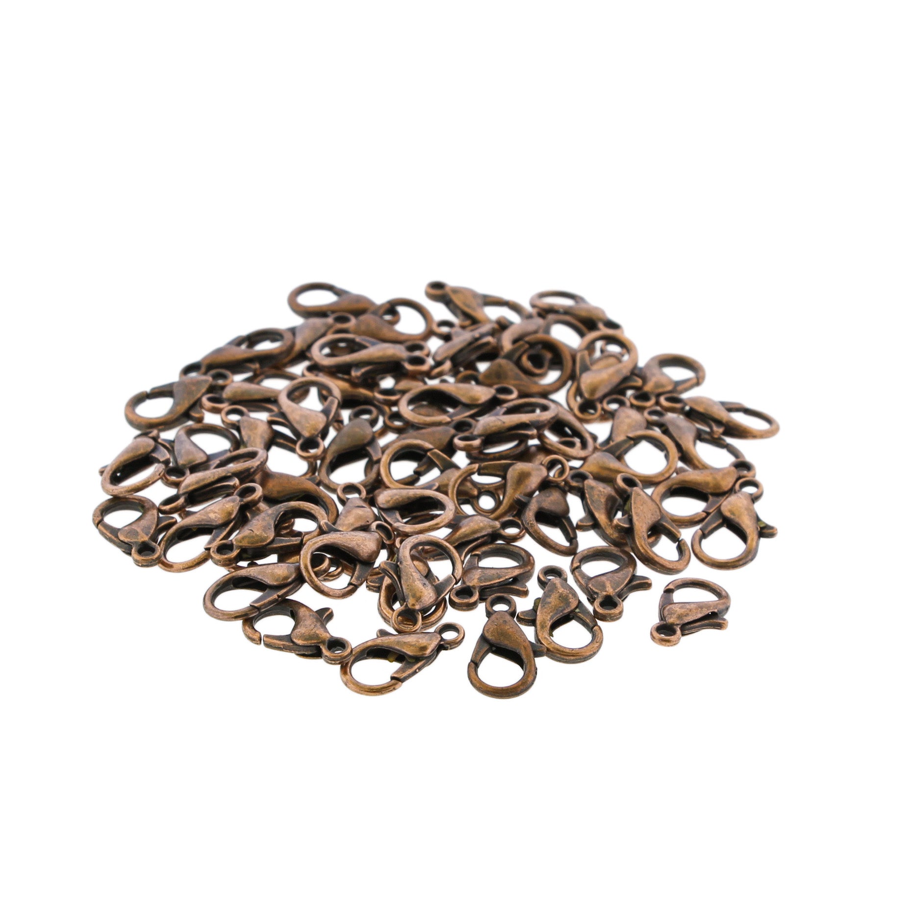 Antique Copper Tone Lobster Clasps 12mm x 7mm- 15 Clasps - FF308