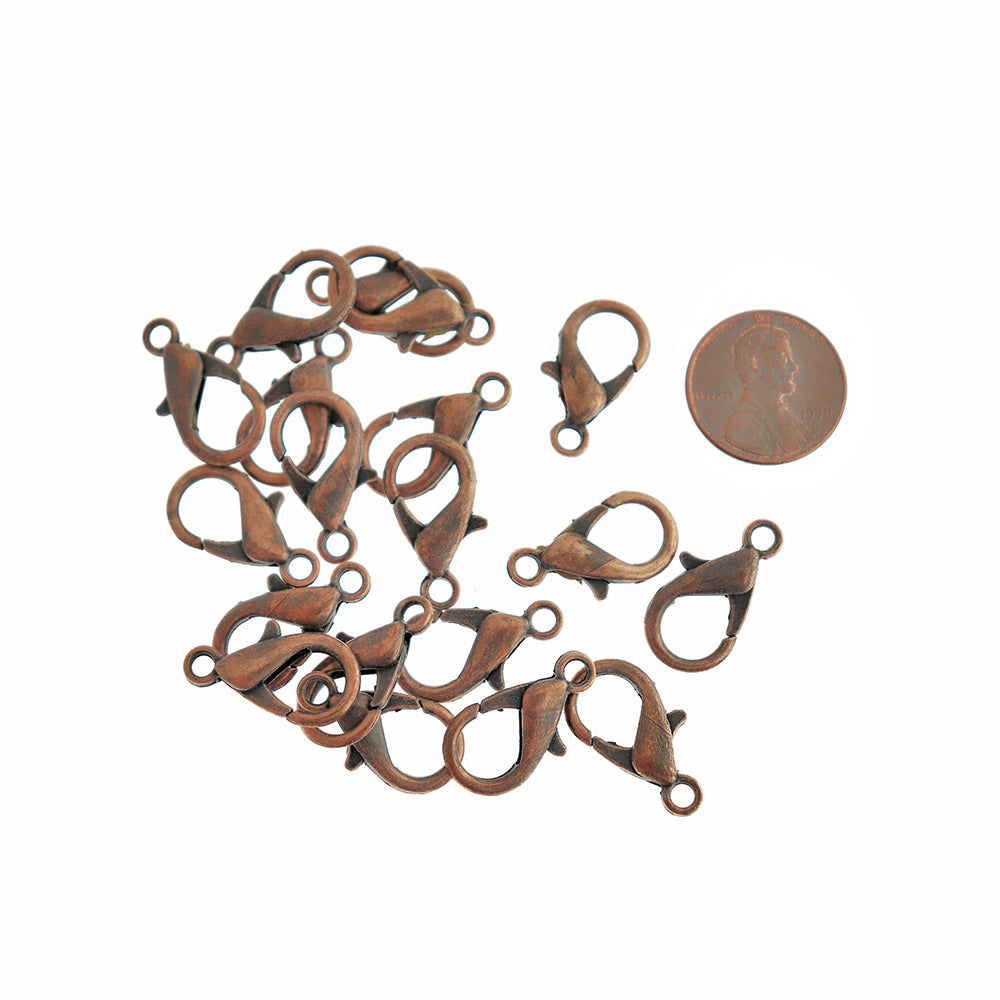 Antique Copper Tone Lobster Clasps 21mm x 12mm - 5 Clasps - FF317