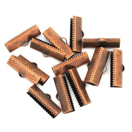 Antique Copper Tone Ribbon Ends - 20mm x 8mm - 50 Pieces - FD414
