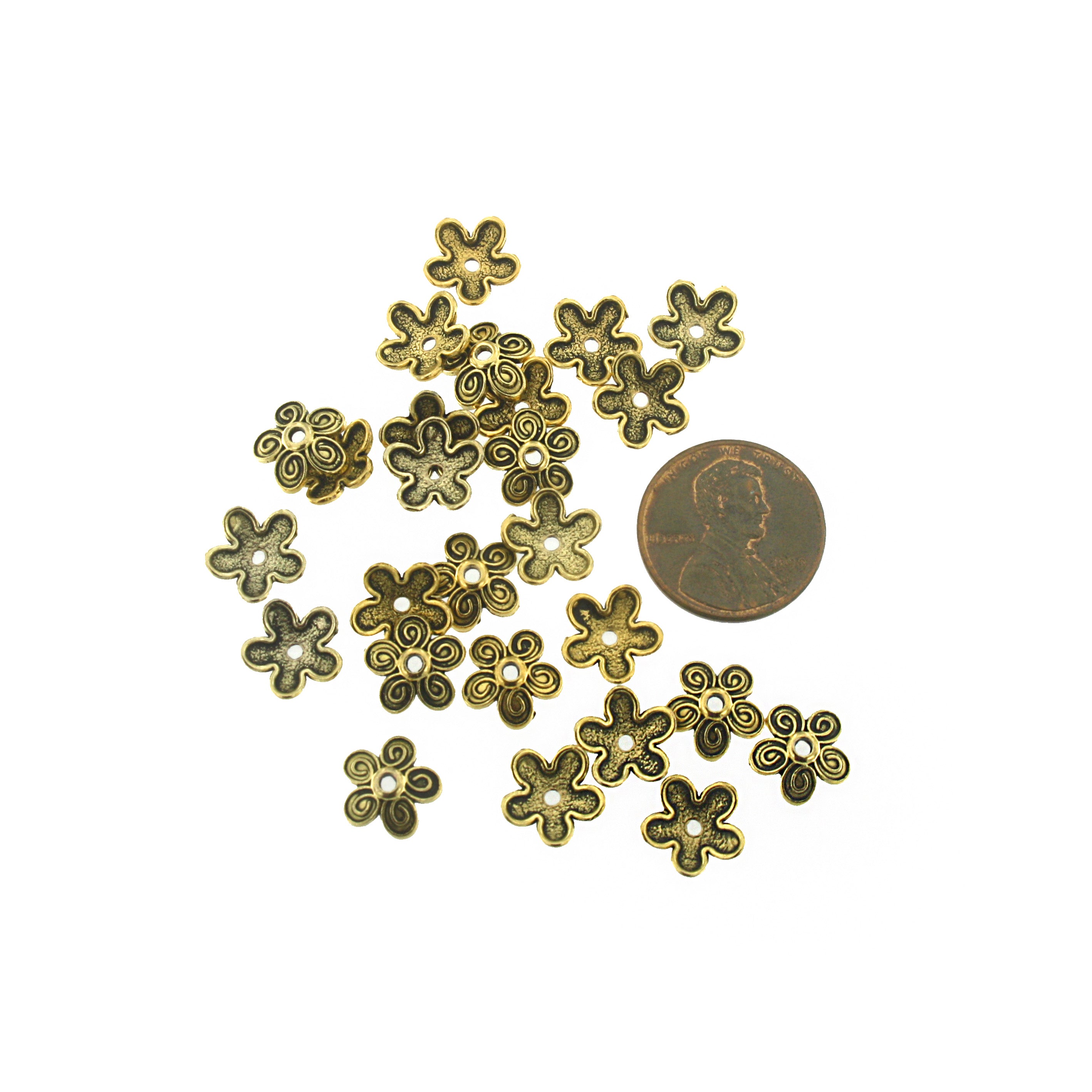 Antique Gold Tone Bead Caps - 10mm x 3.5mm - 200 Pieces - FD921