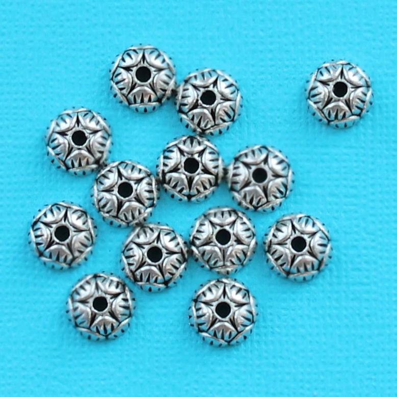 Antique Silver Tone Bead Caps - 10mm x 4mm - 50 Pieces - SC4726
