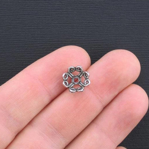 Antique Silver Tone Bead Caps - 10mm x 5mm - 15 Pieces - SC1614