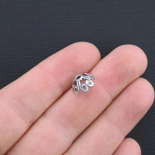 Antique Silver Tone Bead Caps - 10mm x 5mm - 15 Pieces - SC1614