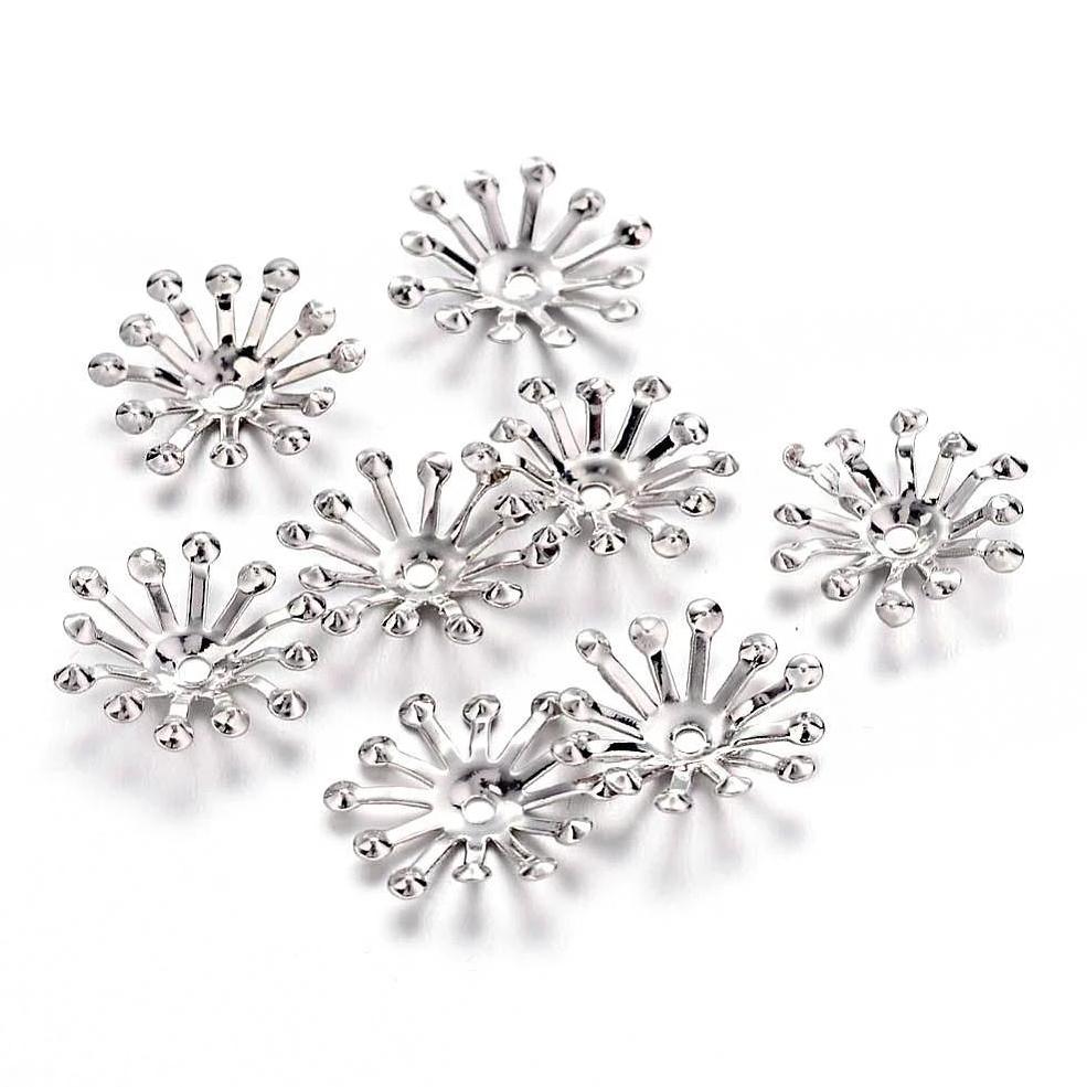 Antique Silver Tone Bead Caps - 15mm x 3.5mm - 15 Pieces - FD531