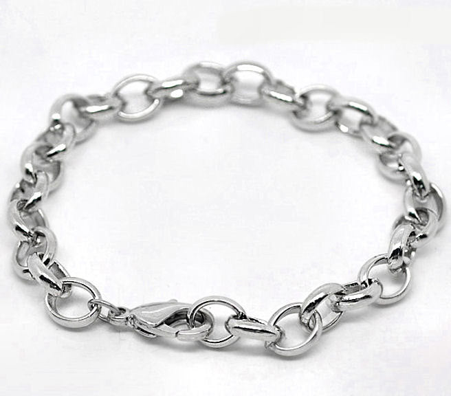 Bracelet chaîne câble ton argent antique 7.5" - 7mm - 2 bracelets - N031