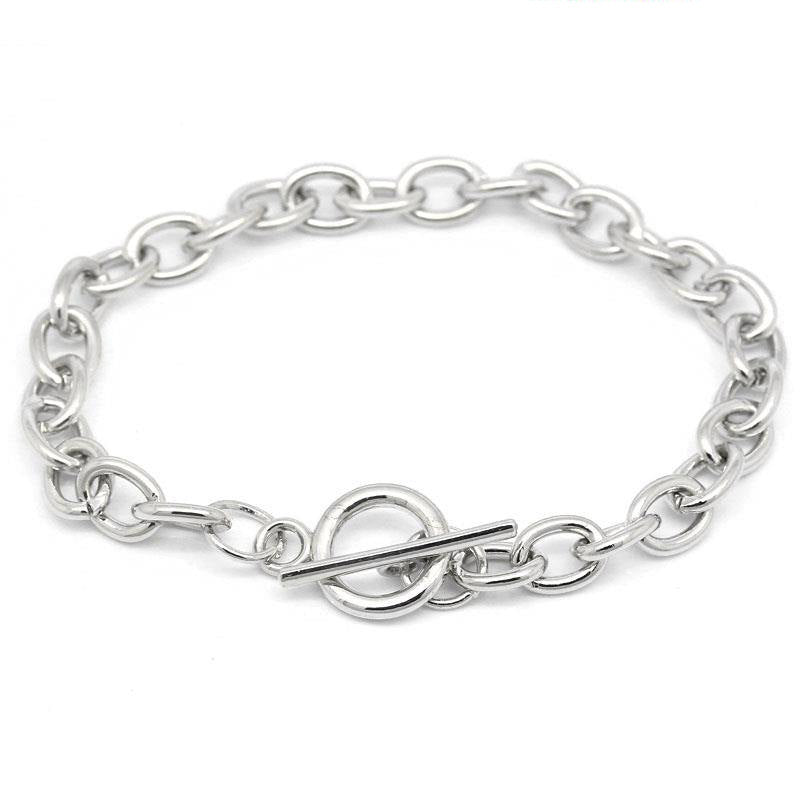 Antique Silver Tone Cable Chain Bracelet 8" - 7.6mm - Choose Your Quantity!