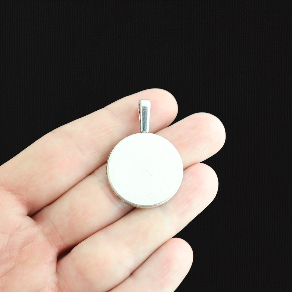 Antique Silver Tone Cabochon Settings - 25mm Tray - 2 Pieces - SC7890