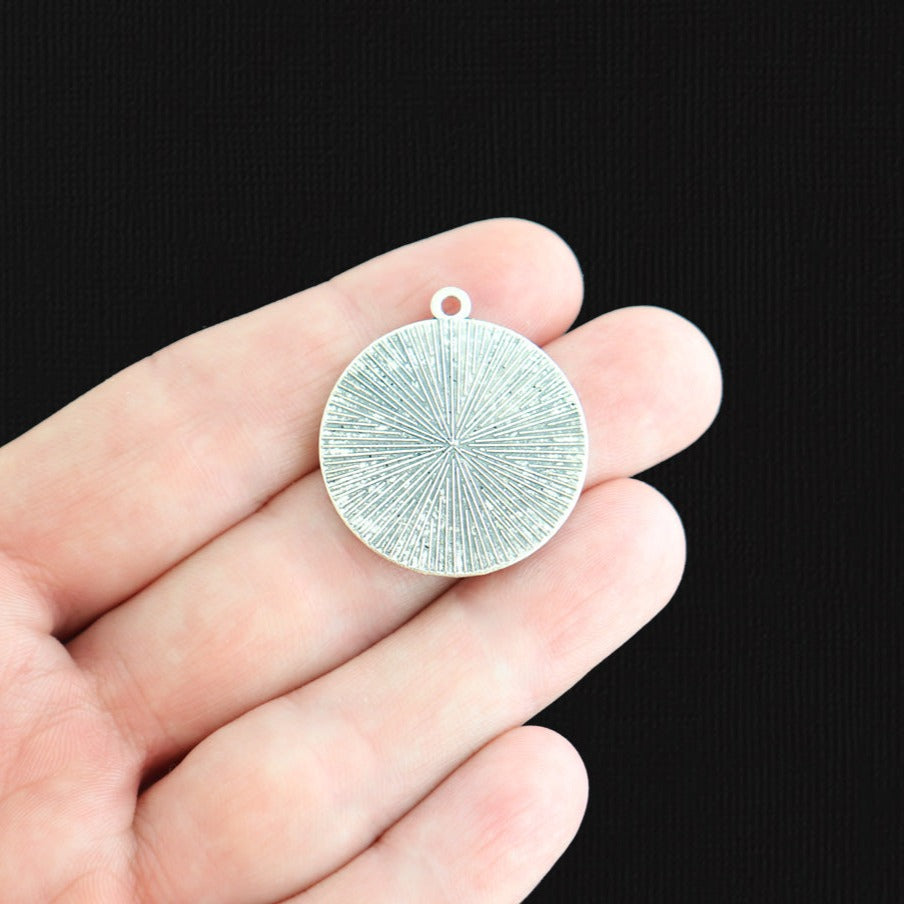 Supports de cabochons argentés antiques - Plateau de 25 mm - 8 pièces - SC7887