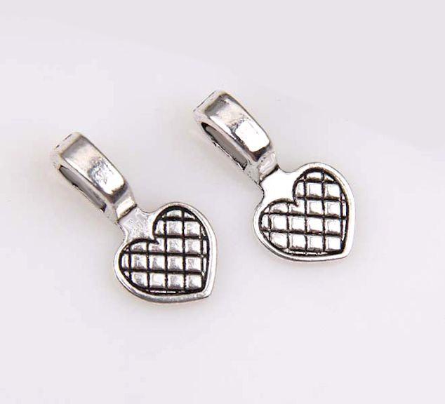 Antique Silver Tone Glue On Bails - 8mm x 16mm - 15 Pieces - FD048