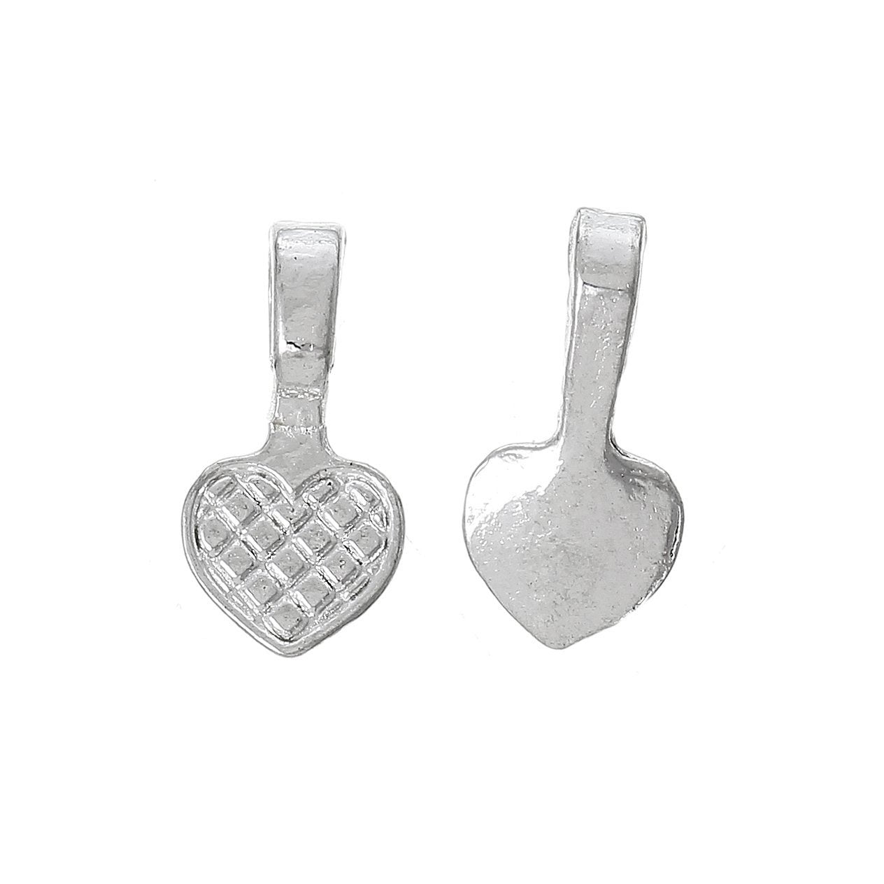 Antique Silver Tone Glue On Bails - 8mm x 16mm - 15 Pieces - FD239